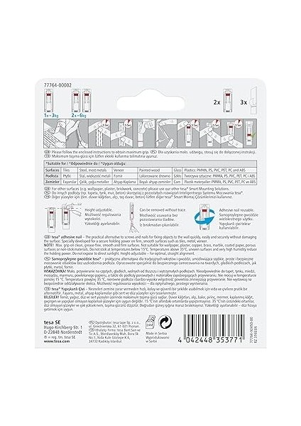 77764 – 00002 – 00 ÇIKARILABILIR Ayarlanabilir Kendinden Yapışkanlı Tırnak Fayans, Metal ve Düz Yüzeyler Için, Beyaz fiyatları