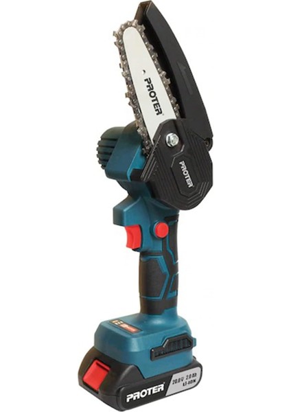 Pst 110 St Şarjlı Çift Akülü Pala Zincirli Budama Testeresi Dal Kesme 2.0 Ah 20V Kömürsüz 130 mm