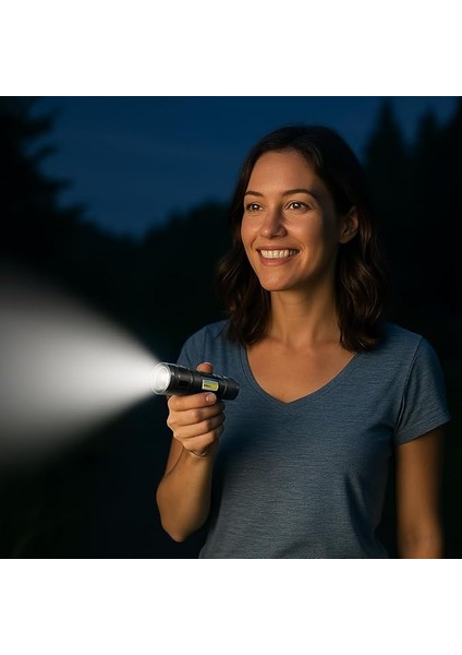 El Feneri, LED USB Şarjlı Ultra Güçlü Mini Boy Metal Kasa, 3 Modlu Işık Modülü, Klipsli Kutulu, Şarj Kablosu Dahil, Taşınabilir Küçük Fener indirimleri