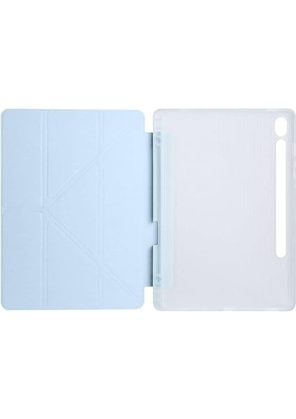 Galaxy Tab S9 Fe X510 X516 ile Uyumlu Kılıf Kalem Bölmeli Trifolding Case Mavi modelleri