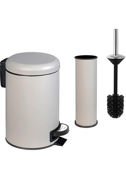 Elit Ikili Banyo Seti - Bej (3lt Çöp Kovası + Tuvalet Fırçası) fiyatları