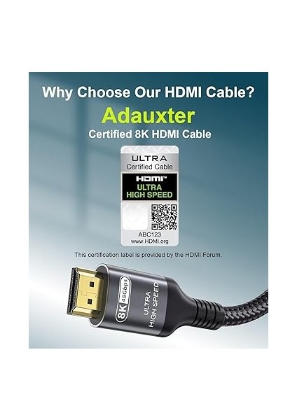 10K 8k HDMI 2.1 Kablo 5m, Sertifikalı 48GBPS Ultra Yüksek Hızlı HDMI Kablosu ile Ethernetli 4K 240Hz 165Hz 144Hz 120Hz 8K60Hz Earc Hdcp2.3 HDR10+ Pc Tv Monitör Projektör Ps5 X-Box fiyatları
