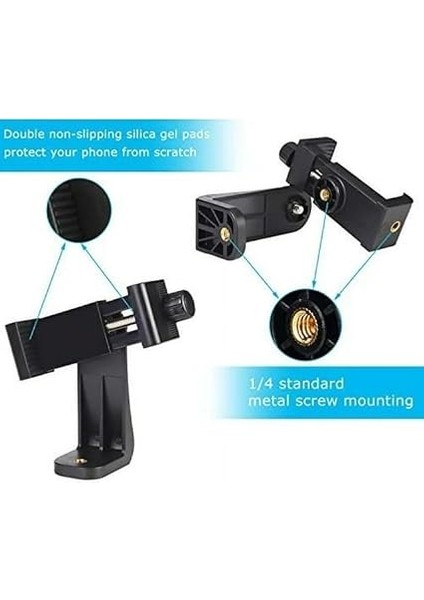 Telefon Tripod Tutucu Başlık + Tripod 90° Yönlendirme Aparatı 360 Derece Dönebilen Başlık Tüm Tripodlara Uyumlu Metal Mafsal Aparatı P231 (P231 Telefon Tutucu + Mafsal) modelleri