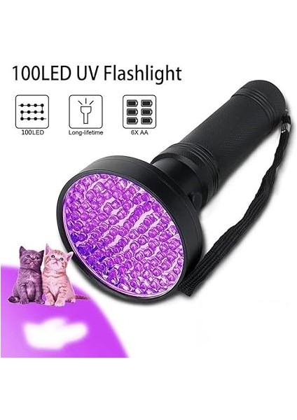 100 LED 395NM Mor Işık Uv El Feneri - Ultraviyole Siyah Fener - Ev Otel Evcil Hayvan Para modelleri