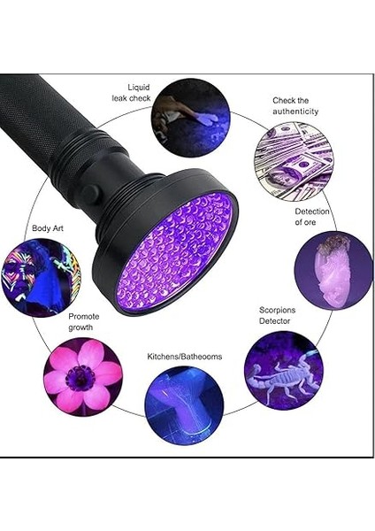 100 LED 395NM Mor Işık Uv El Feneri - Ultraviyole Siyah Fener - Ev Otel Evcil Hayvan Para fırsatları
