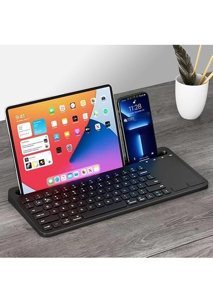Şarjlı Bluetooth Touchpad Klavye Dual Bağlantı iPad Pro ile Uyumlu 12.9 Uyumlu Hızlı ve Kolay Kablosuz Bağlantı Tablet ve Telefon ile Kullan Türkçe Q Klavye ZR731