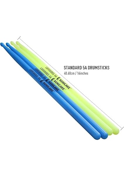 Davul Çubukları Işıklı Işık Yukarı Kaymaz Kollar Baget 2 Çift (1 Çift Mavi, 1 Çift Yeşil) fiyatları