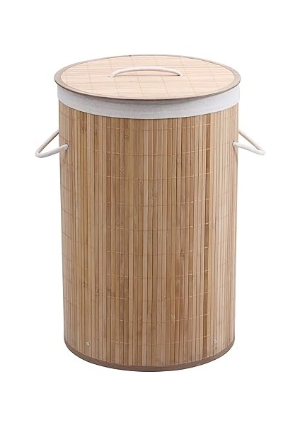 Homi BA1315N Bambu Kapaklı El Yapımı Çamaşır Sepeti, Ahşap, 35X35X60 cm fiyatları