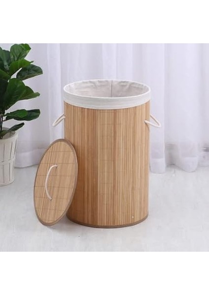 Homi BA1315N Bambu Kapaklı El Yapımı Çamaşır Sepeti, Ahşap, 35X35X60 cm modelleri