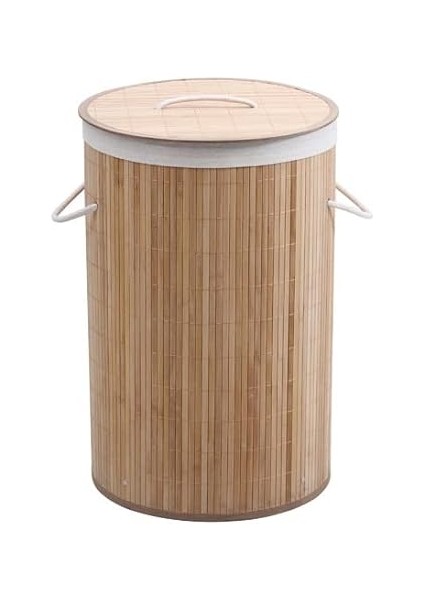 Homi BA1315N Bambu Kapaklı El Yapımı Çamaşır Sepeti, Ahşap, 35X35X60 cm fırsatları