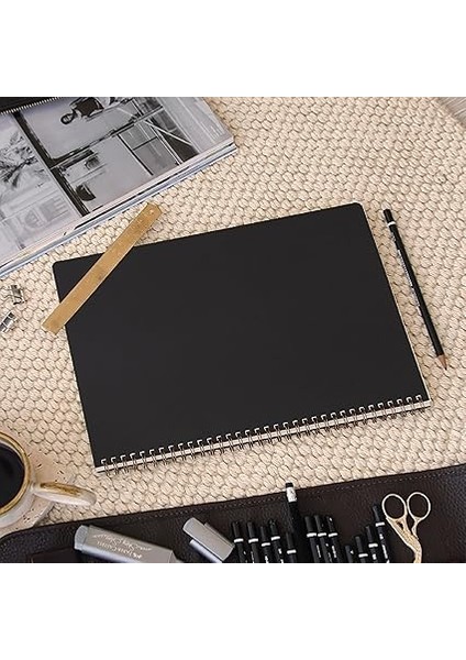 Siyah Kraft Karton Kapak 70 Yaprak 110 Gram Kareli Not Defteri modelleri