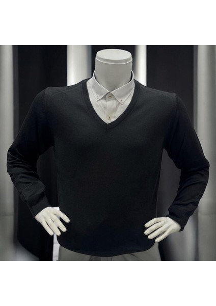 Uzun Kollu Antrasit V Yaka Kazak (Unisex)