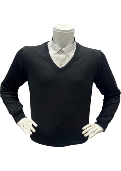 Uzun Kollu Antrasit V Yaka Kazak (Unisex) fiyatları