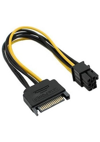 Plus PX-4582 15 Pin Sata To 6 Pin Ekran Kartı Power Anakart Güç Kablosu