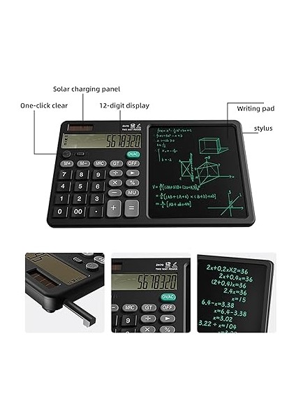 El Yazma LCD Not Defteri ile 12 Basamaklı Masaüstü Hesap Makinesi. Ofis, Okul, Ev Için Güneş Enerjili Standart Fonksiyon Hesaplayıcısı modelleri