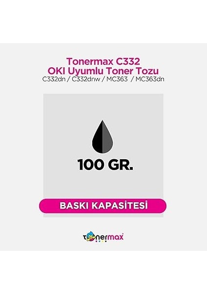 46508740 Siyah Toner Tozu / C332 / MC363 modelleri