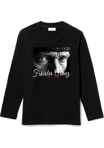 Uzun Kollu Fikirler Ölmez Baskılı 10 Kasım Atatürk Çocuk Tişört