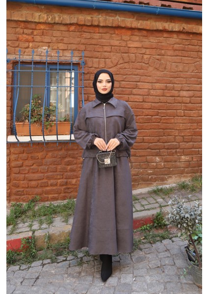 Fermuarlı Etekli Süet Takım