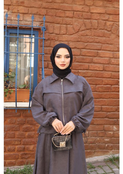 Fermuarlı Etekli Süet Takım modelleri