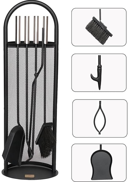 5 Li Lüx Ithal Tel Standlı Şömine-Soba Maşa Takımı Aksesuar Set 047 modelleri