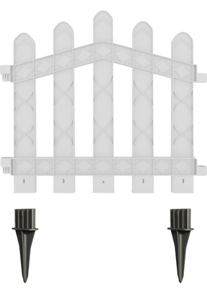 Plastik Bahçe ve Peyzaj Çiti 1 Adet Çit (Y: 50 Cm/g: 55 Cm) Toprak Ayaklı (Beyaz)