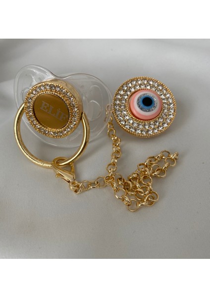 Altın Kaplama Isimli Zirkon Taşlı Silikon Emzik Seti (0-6 Ay) – Damaklı & Kişiye Özel Şeffaf indirimleri