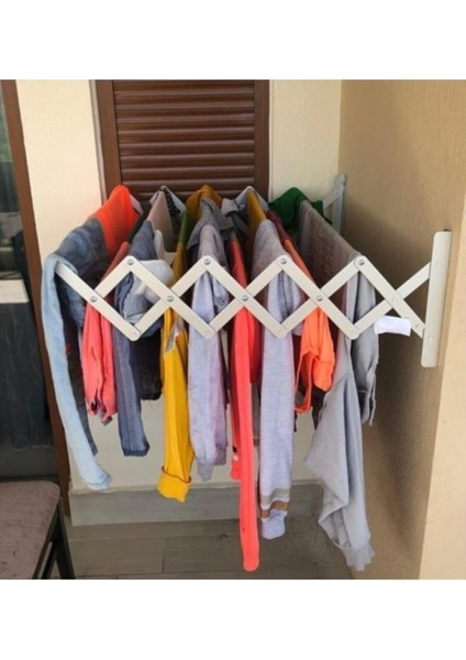 Çamaşır Balkon Kurutma Askısı Akordiyon Elbise Kurutmalık 70CM-9 Çubuk Alüminyum Duvar Montajlı modelleri