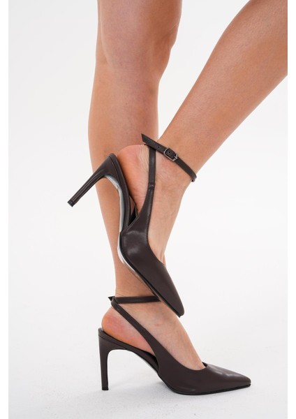 Kahverengi 8,5 cm Ince Topuklu Stiletto Ayakkabı fiyatları