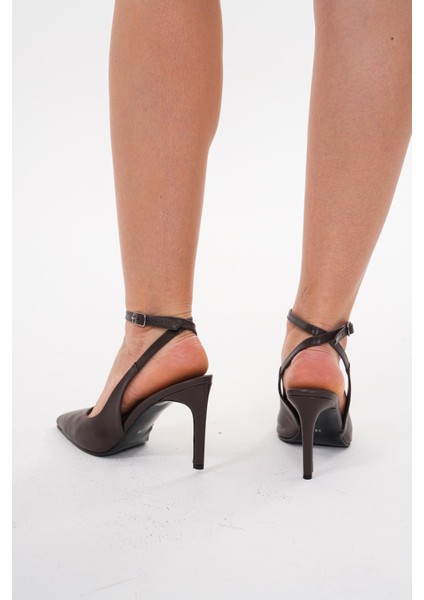 Kahverengi 8,5 cm Ince Topuklu Stiletto Ayakkabı modelleri