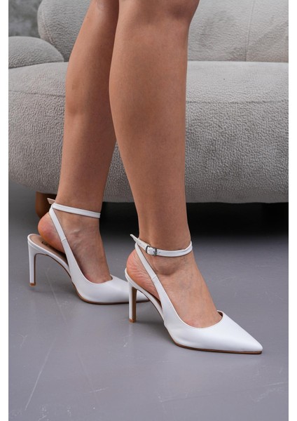 Beyaz 8,5 cm Ince Topuklu Stiletto Ayakkabı fiyatları