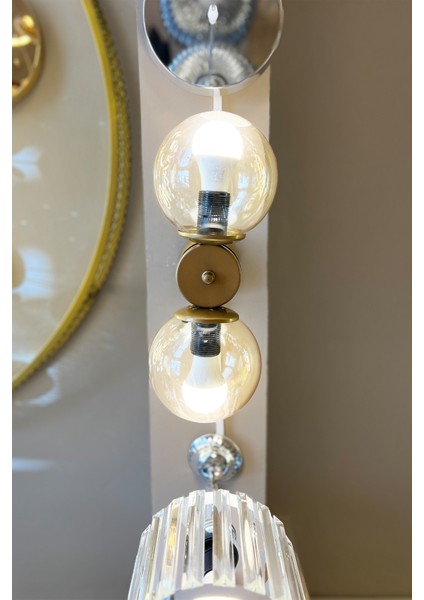 Minimal Golden Ball Special Selection 4'lü Bal Sarı Cam Avize modelleri