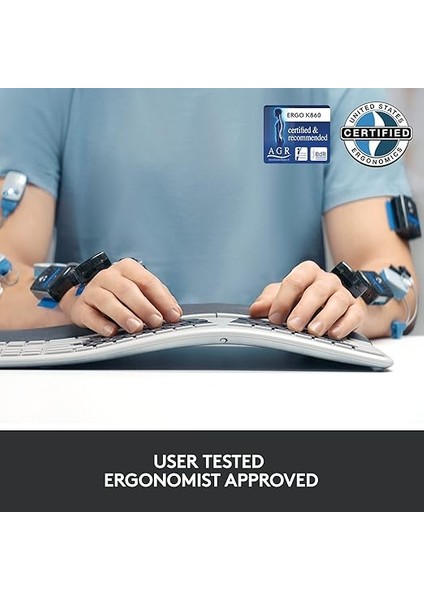 Ergo K860 Kablosuz Ergonomik Klavye Bölünmü? Klavye Düzeni, Bileklik, Do?al Yazma, Leke Dayan?kl? Kuma?, Windows/mac, Bluetooth + Usb, Windows/mac, Qwerty Uk ?ngilizce Düzeni Gri indirimleri