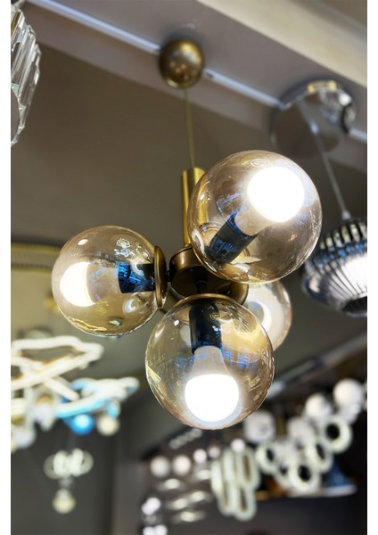 Golden Ball 3+1 Bal Sarı Cam Avize fiyatları