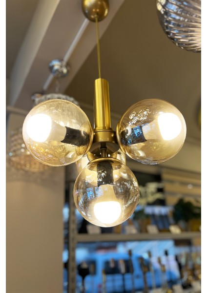 Golden Ball 3+1 Bal Sarı Cam Avize modelleri