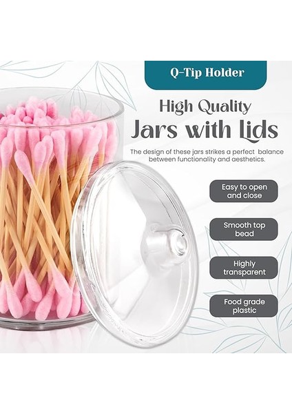 Home Qtip Tutucu, Makyaj Makyaj Düzenleyici Depolama, Kapaklı Şeffaf Plastik Eczacı Kavanozları, Banyo Pamuklu Çubuk Dispenseri, 2X10OZ ve 2X7OZ, 4'lü Paket, Kahverengi Ahşap Kapaklar, modelleri