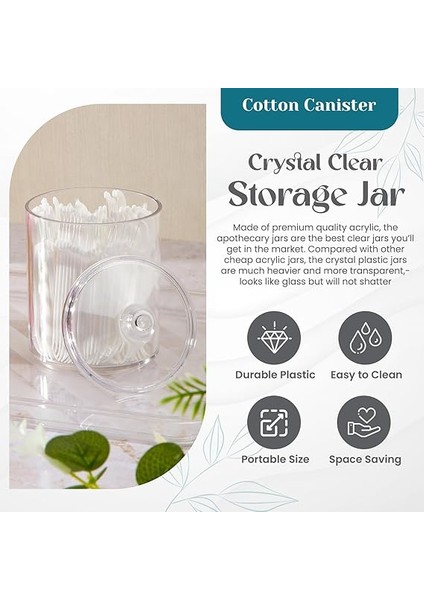 Home Qtip Tutucu, Makyaj Makyaj Düzenleyici Depolama, Kapaklı Şeffaf Plastik Eczacı Kavanozları, Banyo Pamuklu Çubuk Dispenseri, 2X10OZ ve 2X7OZ, 4'lü Paket, Kahverengi Ahşap Kapaklar, fırsatları