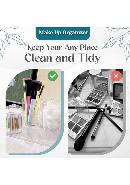 Home Qtip Tutucu, Makyaj Makyaj Düzenleyici Depolama, Kapaklı Şeffaf Plastik Eczacı Kavanozları, Banyo Pamuklu Çubuk Dispenseri, 2X10OZ ve 2X7OZ, 4'lü Paket, Kahverengi Ahşap Kapaklar, indirimleri