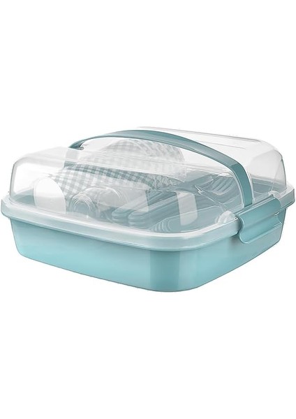 Plastik 6 Kişilik Lovely Piknik Seti (Mavi)