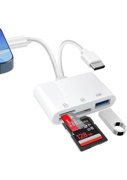 Iphone/ipad Için Sd Kart Okuyucu, USB C Micro Sd Tf Bellek Kartı Okuyucu, Usb-C Bağlantısı, Sd/tf Kart Okuyucu Adaptörü, iPhone 15/pro Max/pro/plus/ipad Pro/macbook Pro/air Için Bellek Kartı Okuyucu