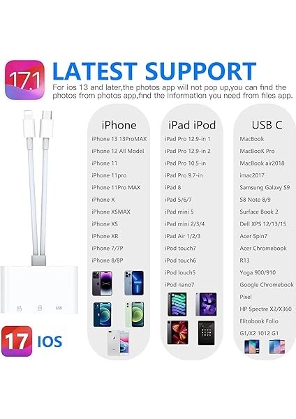 Iphone/ipad Için Sd Kart Okuyucu, USB C Micro Sd Tf Bellek Kartı Okuyucu, Usb-C Bağlantısı, Sd/tf Kart Okuyucu Adaptörü, iPhone 15/pro Max/pro/plus/ipad Pro/macbook Pro/air Için Bellek Kartı Okuyucu indirimleri
