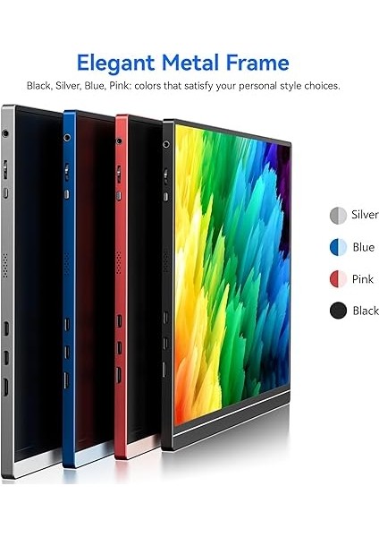 Inç Taşınabilir Dizüstü Bilgisayar Monitörü, Usb-C ile 1920 x 1200P IPS Dizüstü Bilgisayar Monitörü, Freesync HDMI Standlı Oyun Monitörü, Dört Renkte, Seyahat ve Ofis Için 0,8 cm Ultra Ince indirimleri