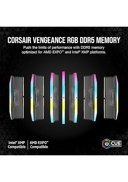Vengeance Rgb Ddr5 32GB (2X16GB) Ddr5 6400MHZ CL32 Amd Expo Intel Xmp Icue Uyumlu Bilgisayar Belleği - Gri (CMH32GX5M2B6400Z32) fiyatları