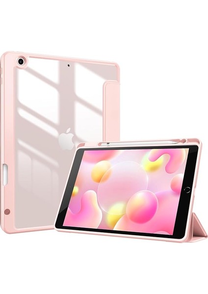 iPad 9. Nesil 2021/ 8. Nesil 2020/ 7. Nesil 2019 iPad 10.2 Için Ince Kılıf Kılıf, 10,2 Inç iPad 9/8/7 Nesil Için Kalem Tutuculu Akıllı Sert Kabuk Koruyucu Kılıf -Pembe