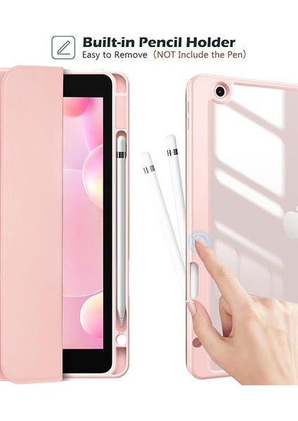 iPad 9. Nesil 2021/ 8. Nesil 2020/ 7. Nesil 2019 iPad 10.2 Için Ince Kılıf Kılıf, 10,2 Inç iPad 9/8/7 Nesil Için Kalem Tutuculu Akıllı Sert Kabuk Koruyucu Kılıf -Pembe fırsatları