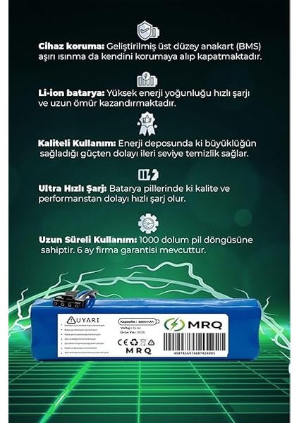 3D Robot Süpürge Bataryası (Orijinal Kapasite) 5200MAH Batarya Xiaomi Mi Vacuum Mop Pro 2 Plus ile Uyumlu fiyatları
