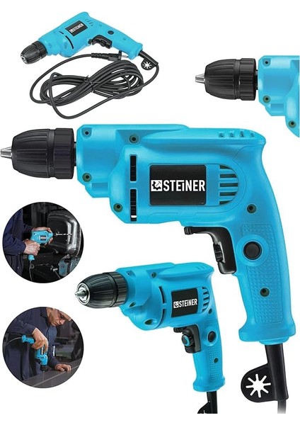 Alman 1400 Watt 10 mm Professional Bakır Sargılı Kablolu Darbesiz Vidalama Matkap - ST0518R215400431