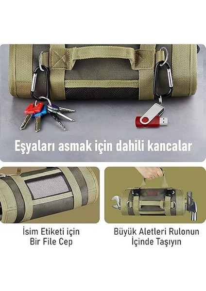 Alet Çantası, Ağır Hizmet Tipi Kanvas Rulo Takım Çantası, Katlanabilir Alet Organizer El Çantası, Tamirci Marangoz Teknisyen Hobici Takım Çantası, Alet Takım Anahtar Düzenleyici Çanta Haki modelleri