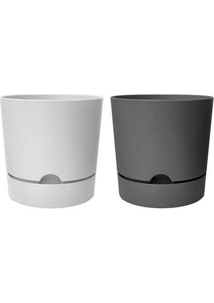 2 Adet Begonya Saksı Tabaklı Drenajlı Mat Plastik Çiçek Saksısı (Karışık 1, 9 Litre)