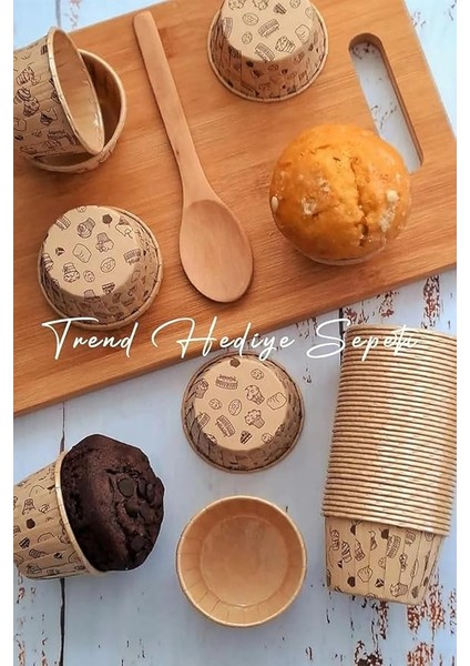 Hediye Sepeti 50'li Kek Desenli Muffin Kek Kalıbı, Kek Kapsülü Cupcake Kalıbı, Airfryer Uyumlu fiyatları