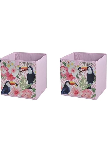 Homi Saklama Kutusu Seti,kapaklı Kuş ve Bahar Desen Kumaş 2 Adet 28X28X28CM fiyatları